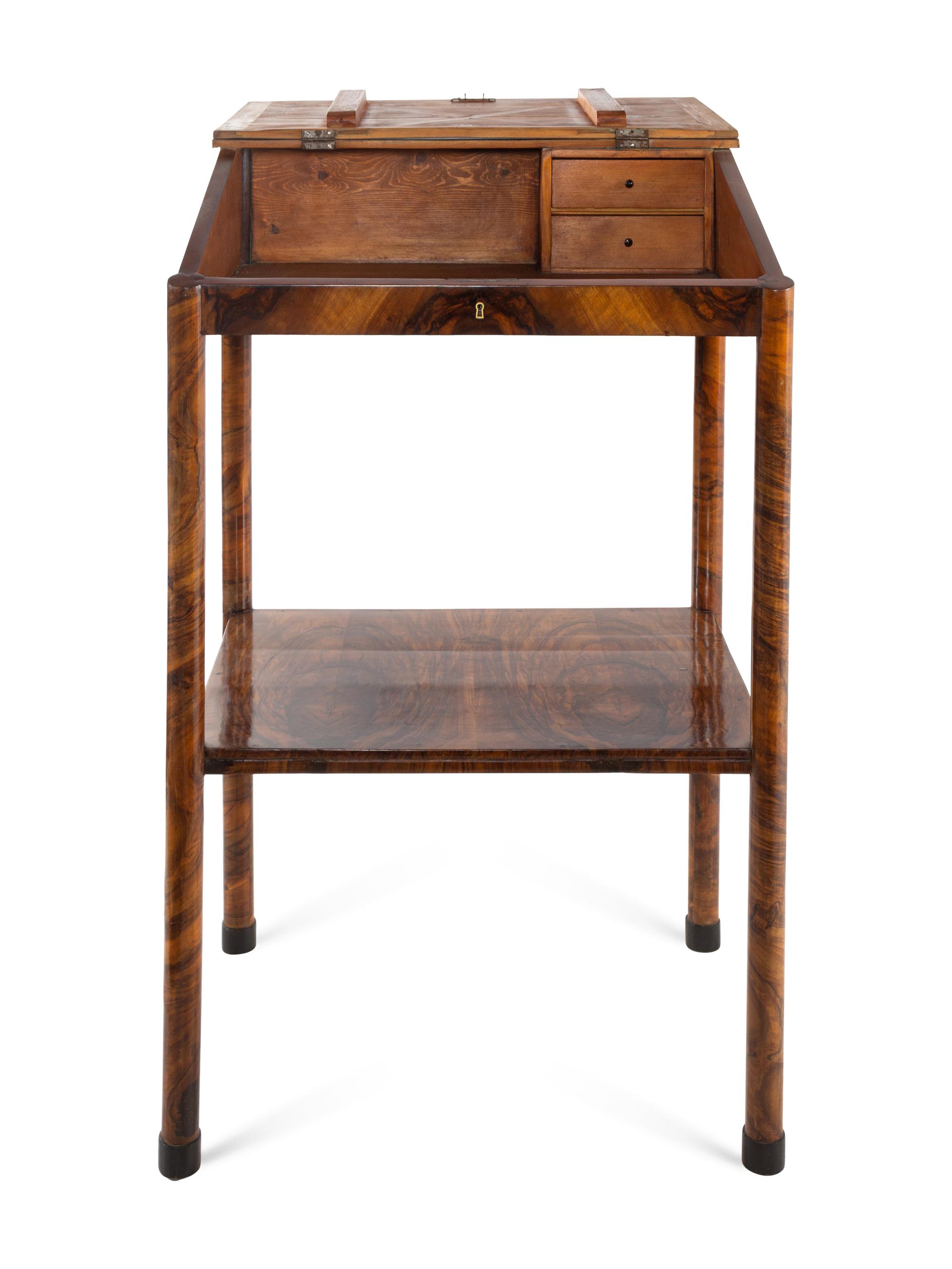 A Biedermeier Burlwood and Leather Inset Lectern Desk