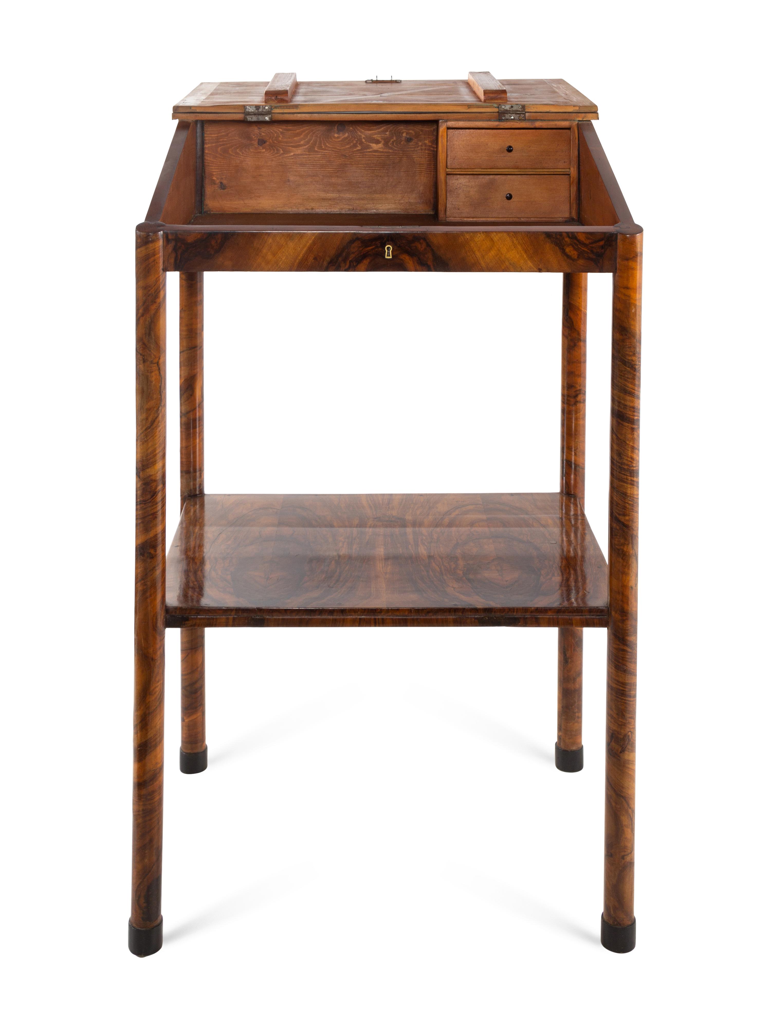 A Biedermeier Burlwood and Leather Inset Lectern Desk