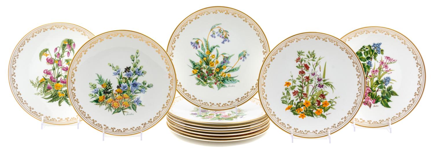A Set of Twelve Porcelain Plates Diameter 10 1/2 inches. — BOEHM