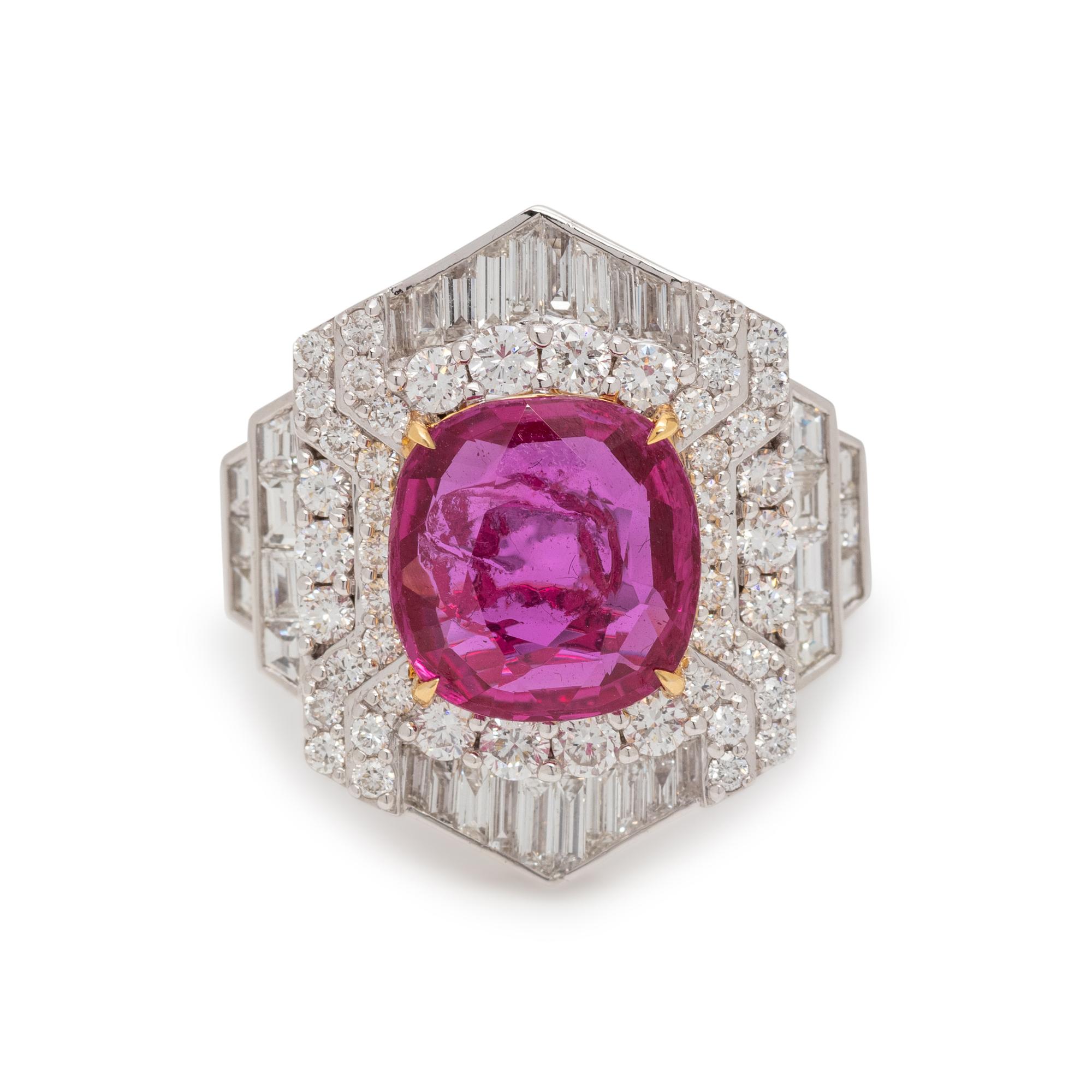 BURMESE RUBY AND DIAMOND RING