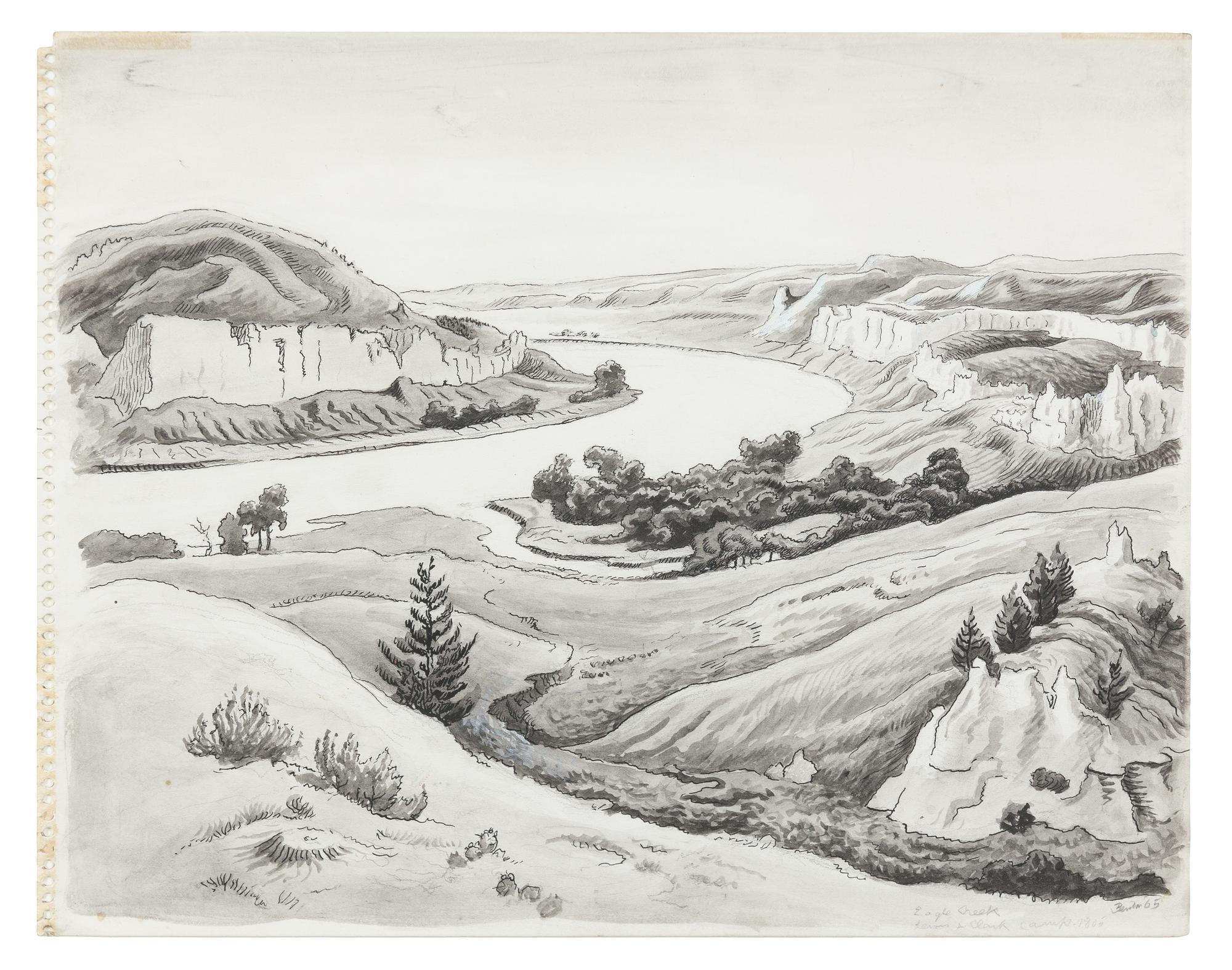 Thomas Hart Benton, (American, 1889-1975), Eagle Creek, Lewis and Clark Camp