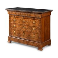 A Louis Philippe Burl Walnut and Marble Top Commode