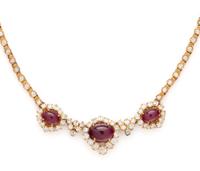 YELLOW GOLD, RUBY AND DIAMOND SET