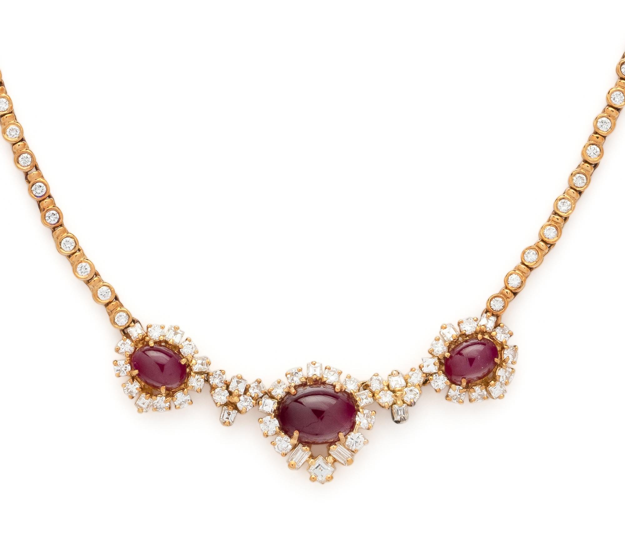 YELLOW GOLD, RUBY AND DIAMOND SET