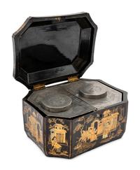 A Chinese Export Lacquered Tea Caddy