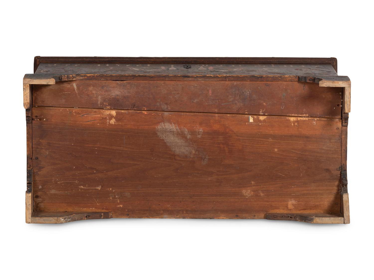 A Chippendale Wrought-Iron Mounted Painted Poplar and Pine Dower Chest