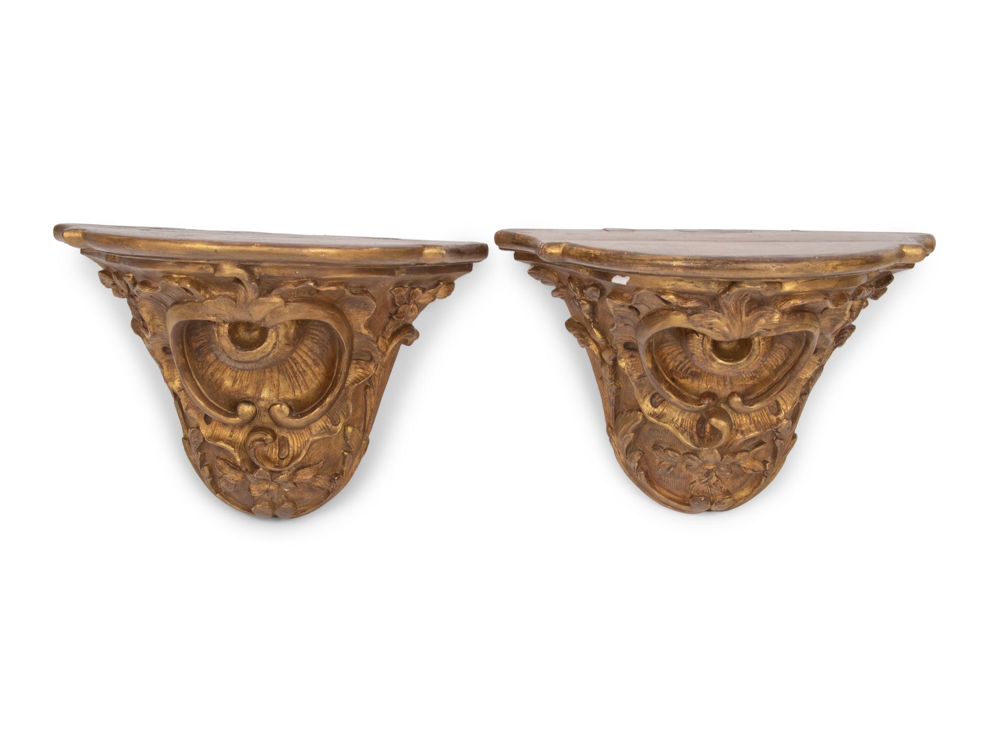 A Pair of Continental Giltwood Brackets
