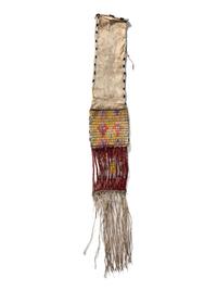 Sioux Quilled Hide Tobacco Bag, with American Flags