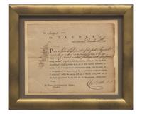[Americana] Biddle, Charles. Partially-Printed Document, signed
