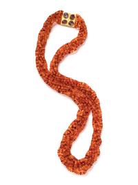 ANGELA PINTALDI, MULTISTRAND FIRE OPAL AND MULTICOLOR SAPPHIRE BEAD NECKLACE