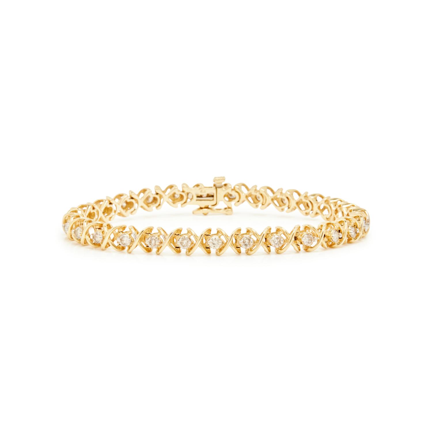 YELLOW GOLD AND DIAMOND LINE BRACELET