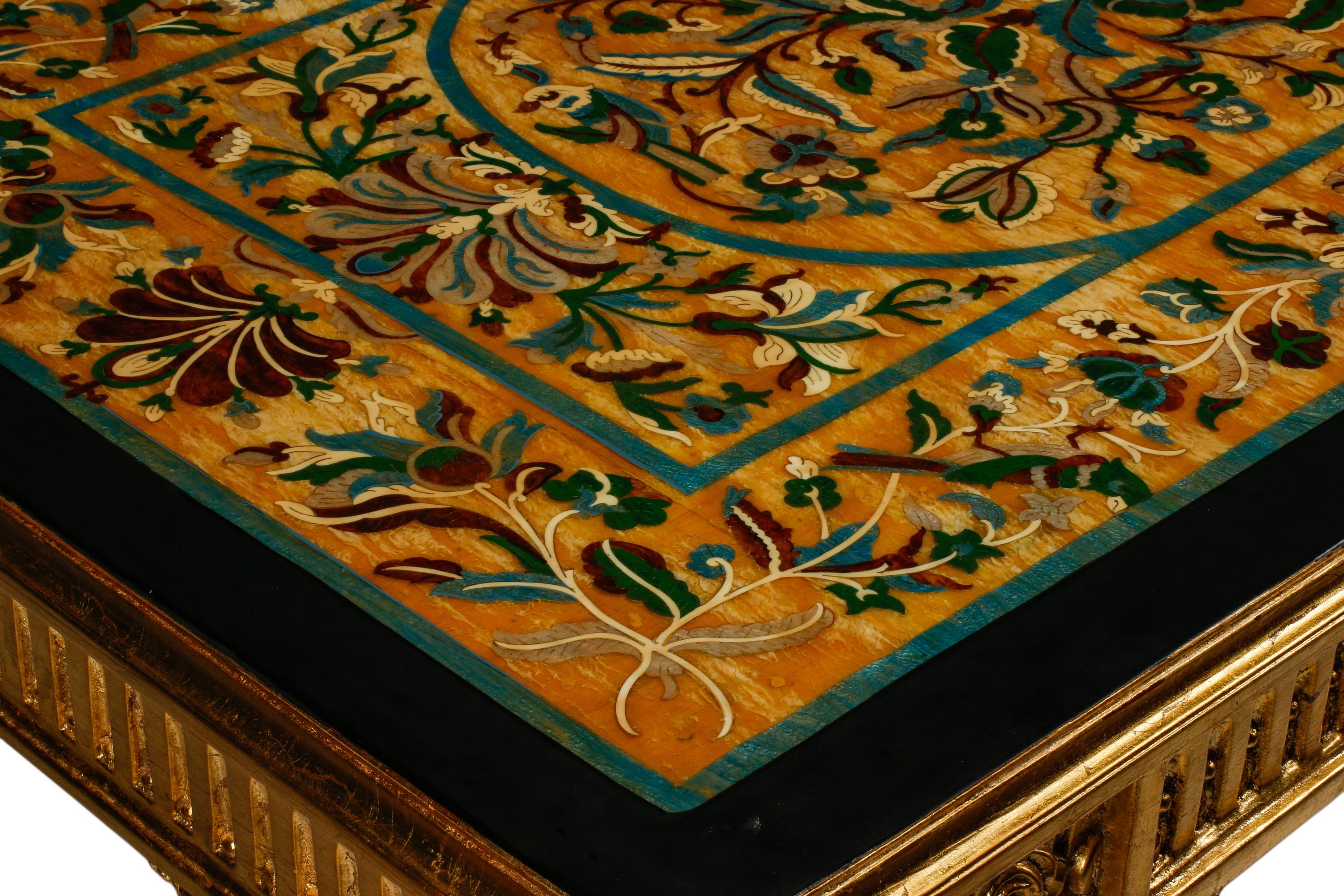 An Italian Giltwood and Scagliola Center Table