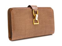 A Gucci Brown Skin Clutch, 10" x 6" x 1.5".