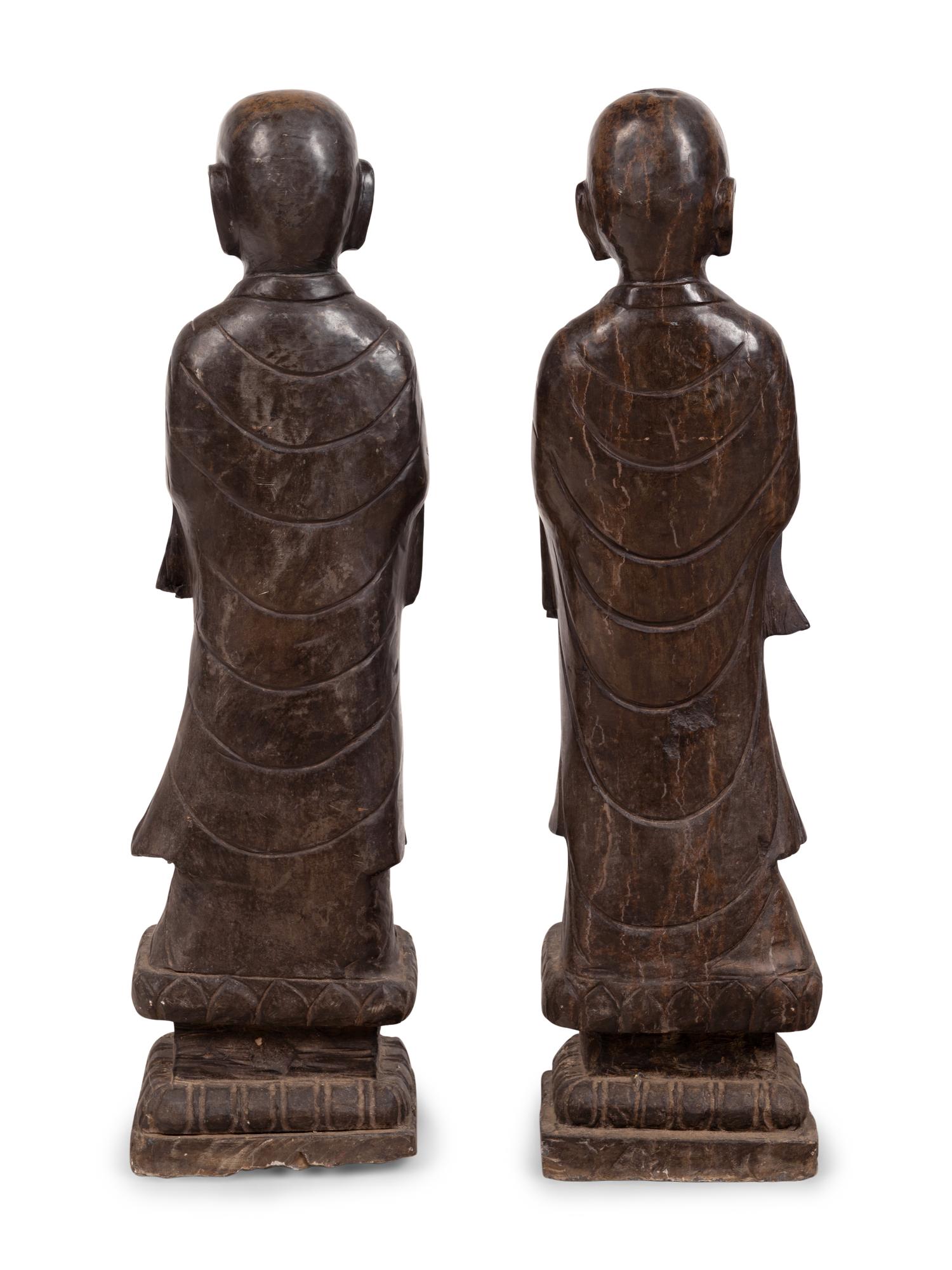 A Pair of Chinese Carved Marble Figures