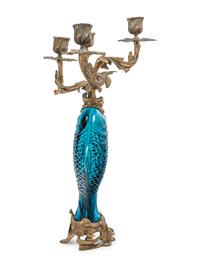 A French Gilt Bronze and Chinese Porcelain Four-Light Candelabrum