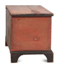 A Chippendale Red and Polychrome Paint-Decorated Poplar and Pine Blanket Chest