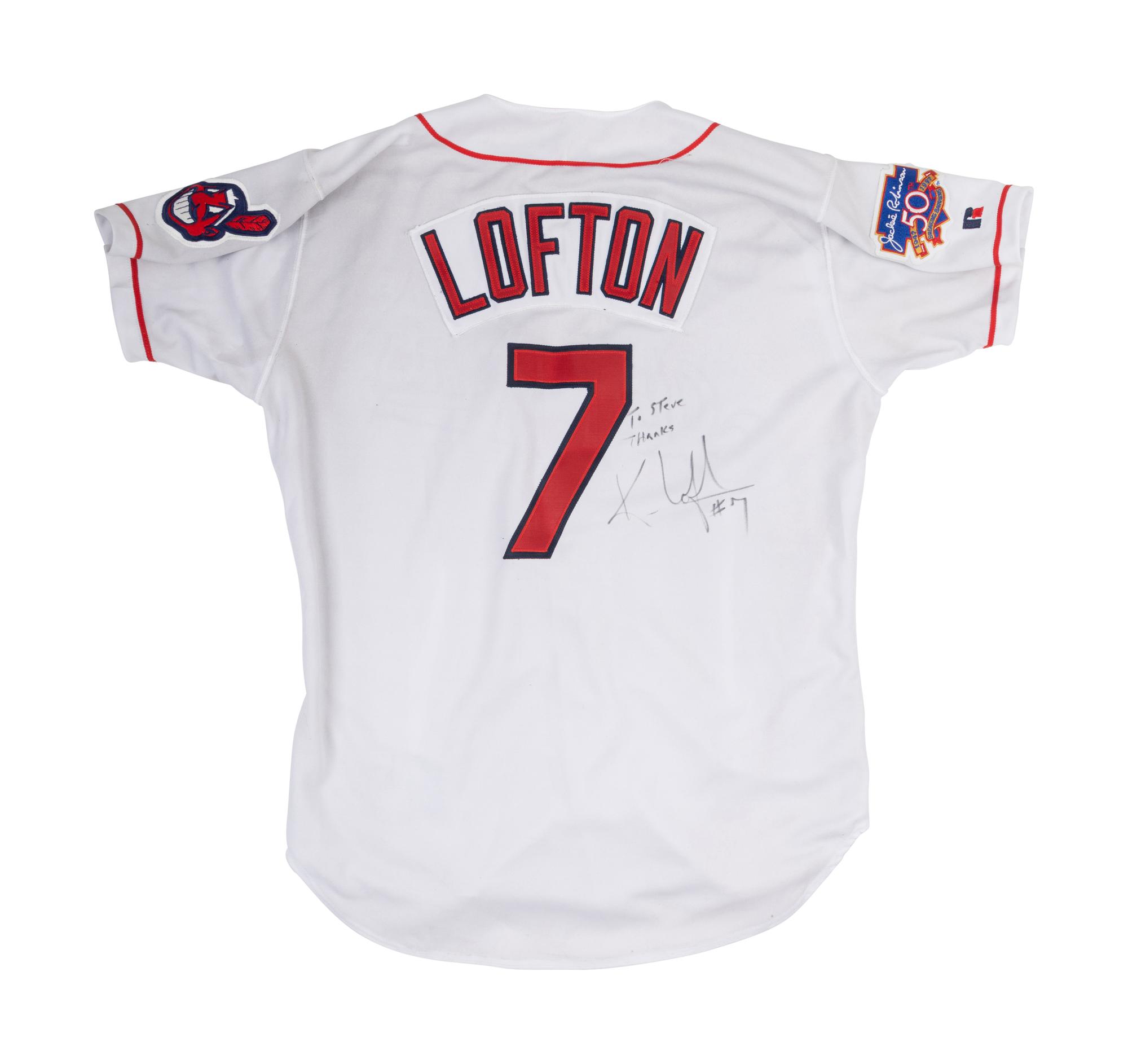 A 1997 Kenny Lofton Cleveland Indians Game Issued / Worn Jersey Presented to Sports Super Agent Steve Zucker with Kenny Lofton Lane Street Sign,
