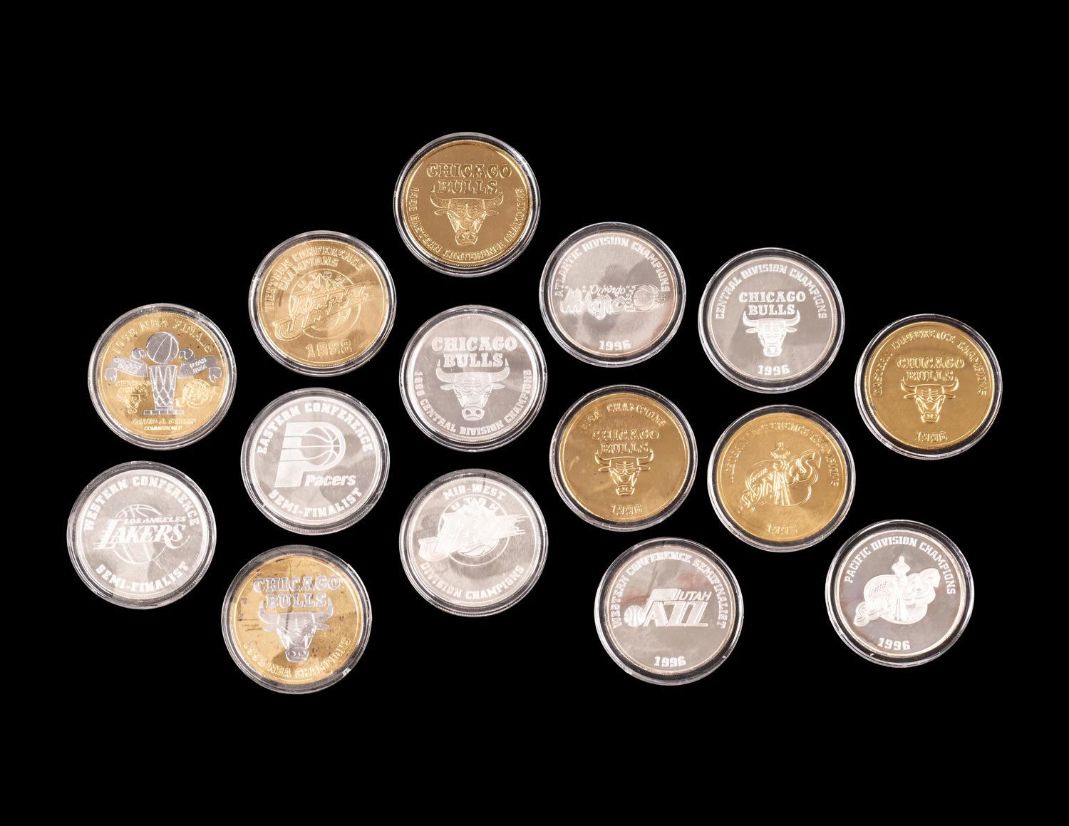 A Group of Chicago Bulls Last Dance Era NBA Playoffs Commemorative Coins,
