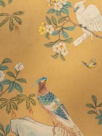 A Pair of Hand-Painted Chinoiserie Wallpaper Panels in Carved Gilt Wood Frames