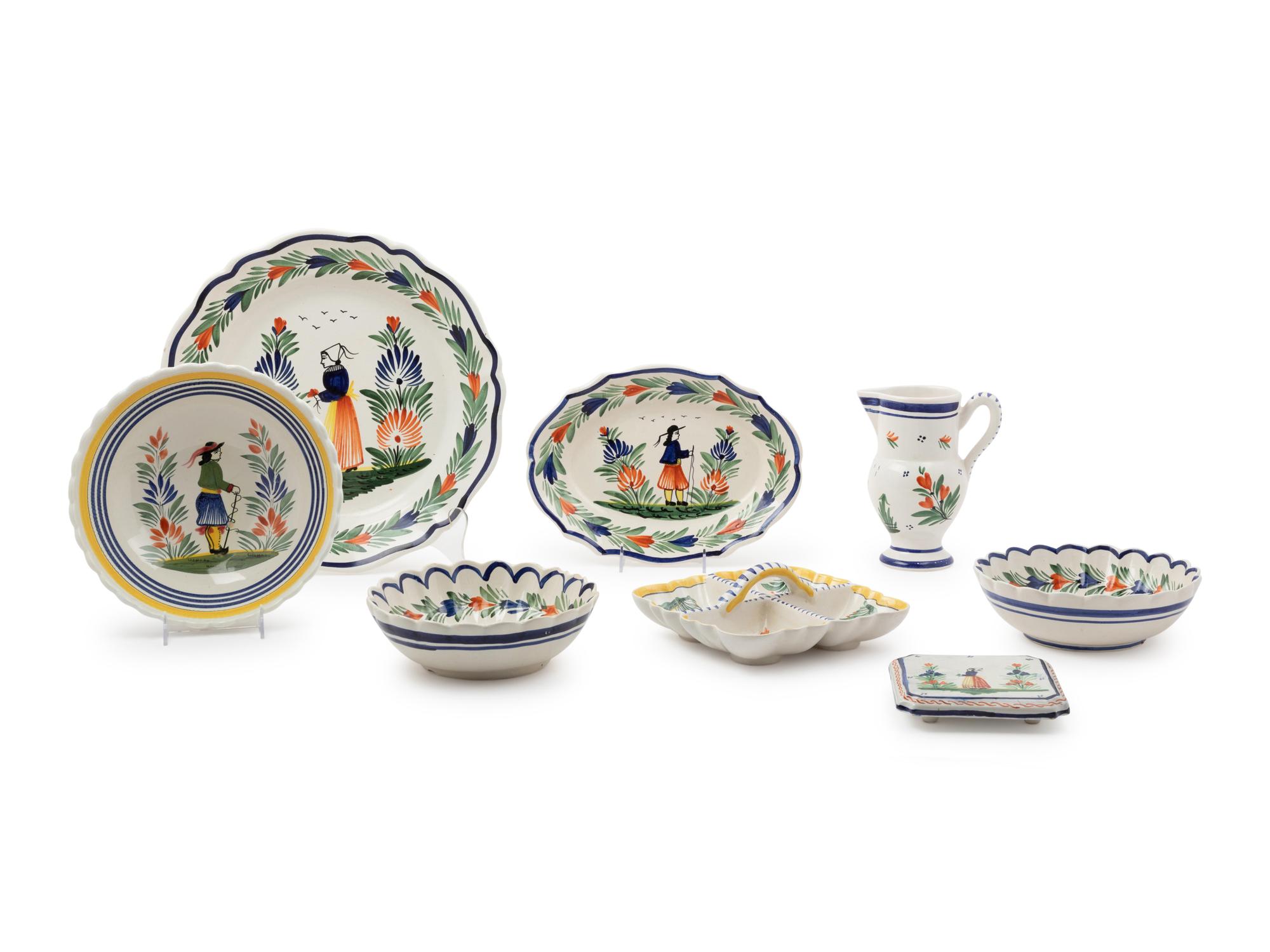 Eight Quimper Faience Table Articles — 20TH CENTURY