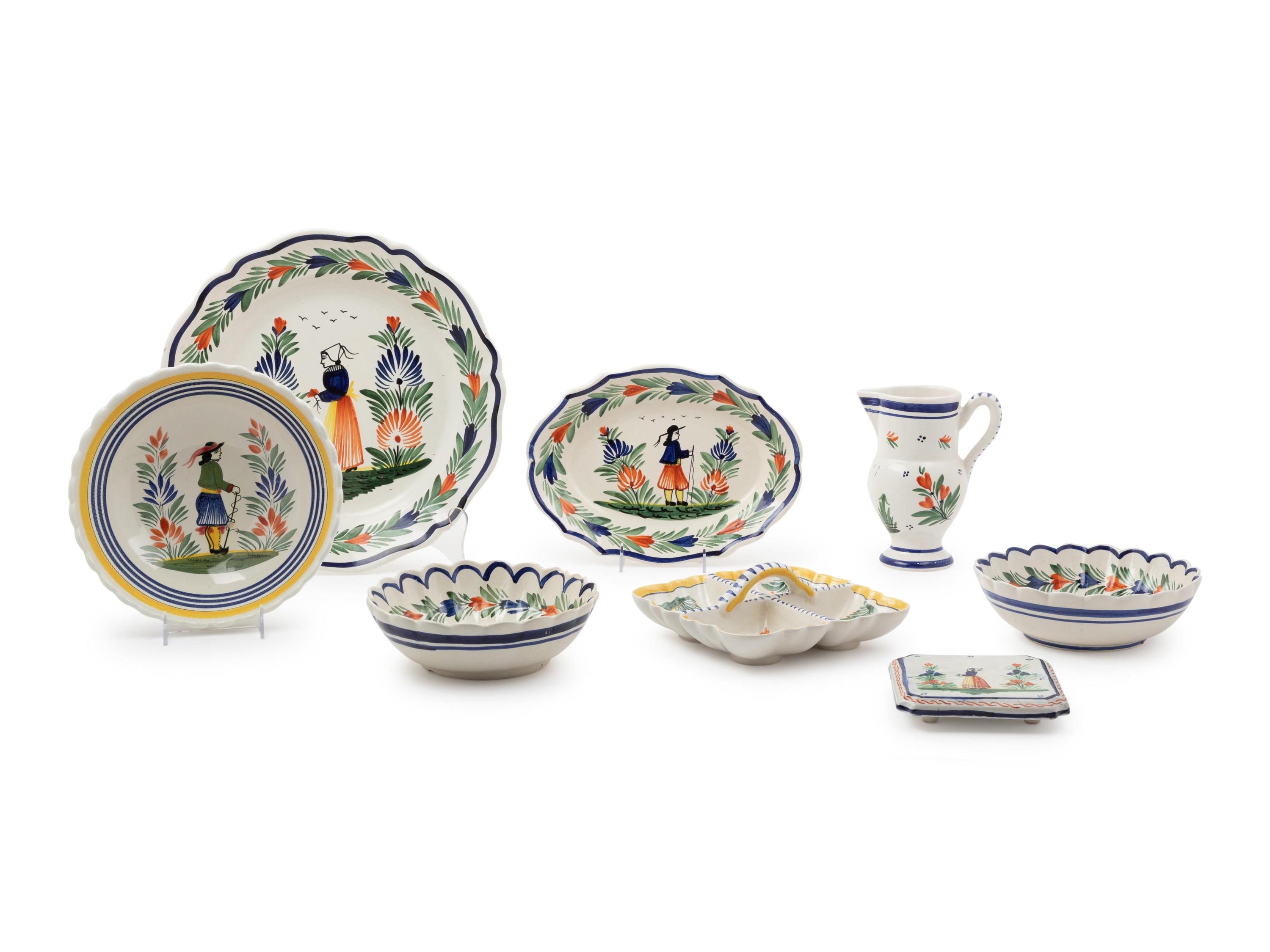 Eight Quimper Faience Table Articles — 20TH CENTURY