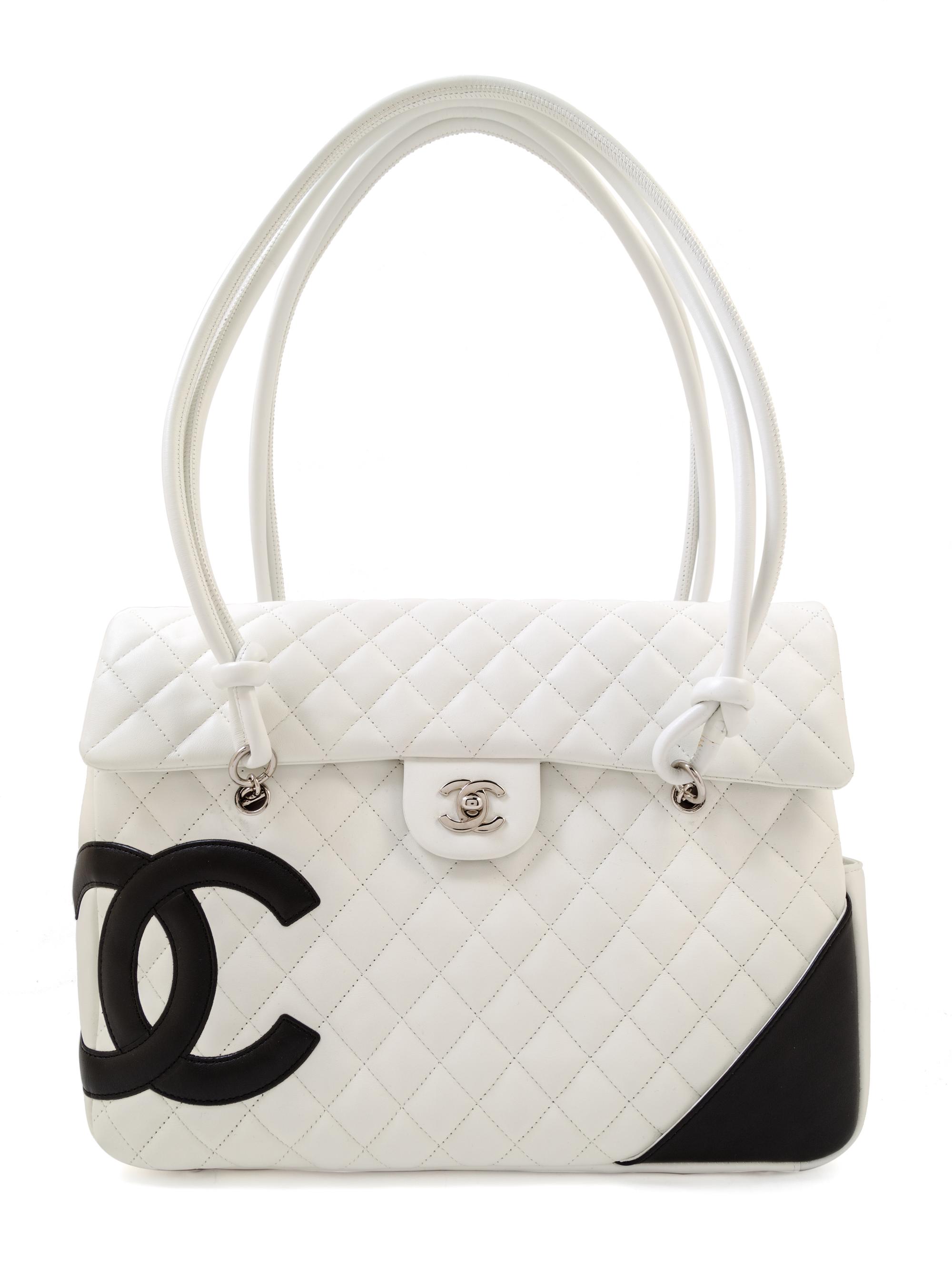A Chanel White Ligne Cambon Quilted Shoulder Bag, 13/*" x 11" x 4"; Strap drop: 10".
