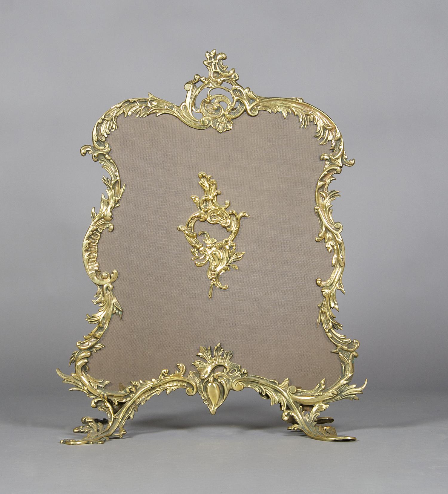 A Louis XV Style Gilt Metal Firescreen, Height 32 1/4 inches.