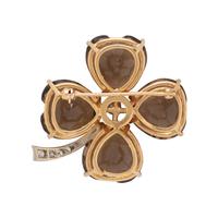SMOKY QUARTZ AND DIAMOND FOUR LEAF CLOVER BROOCH