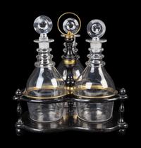 A Regency Brass and Black Lacquer Decanter Caddy — 19TH CENTURY