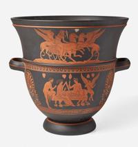 A Monumental Wedgwood Encaustic Decorated Black Basalt Bell Krater-Form Wine Cooler UK, circa 1790
