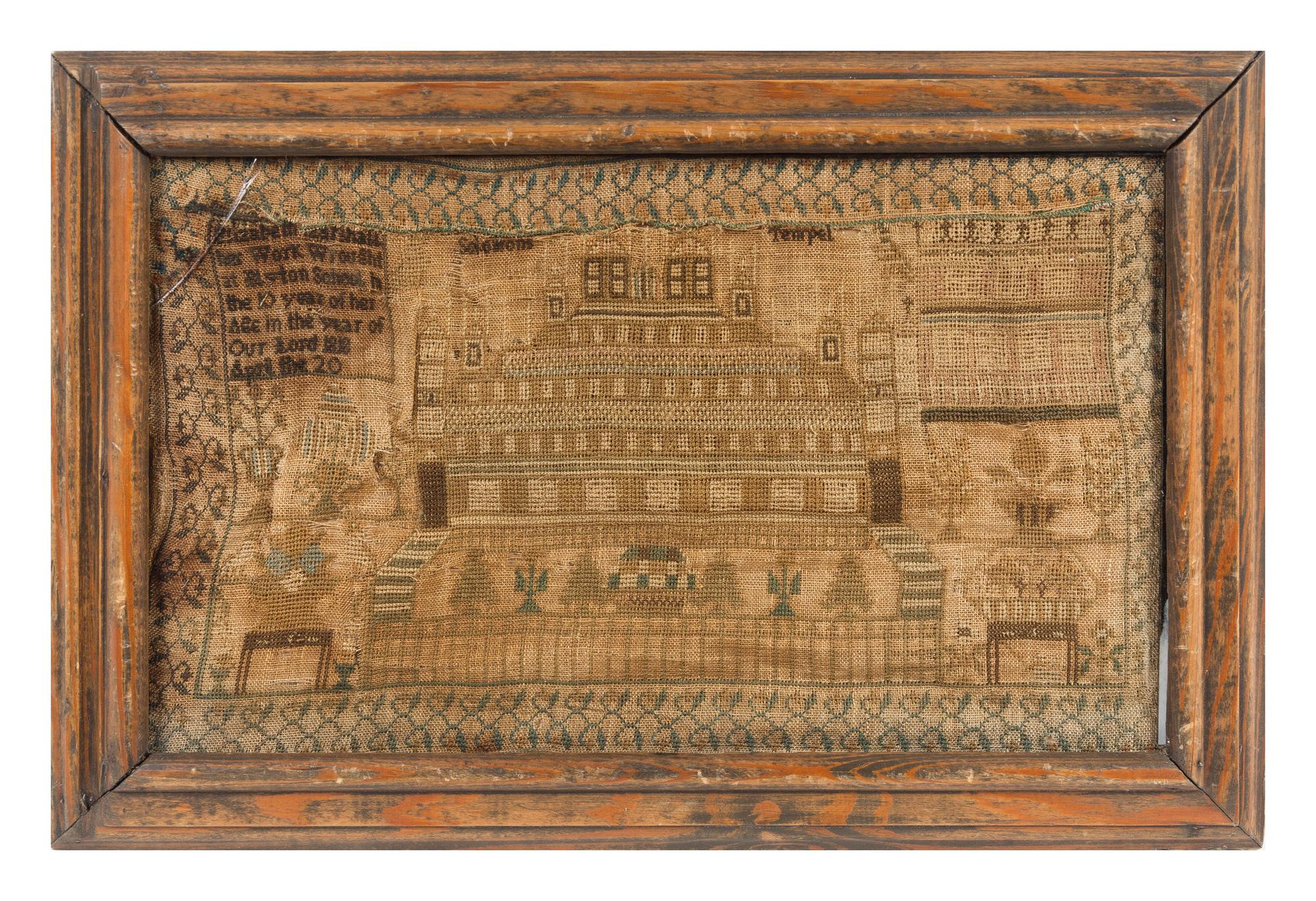 An English Needlepoint Sampler Frame: 13 x 19 1/2 inches. — ELIZABETH MARSHALL, DATED 1818