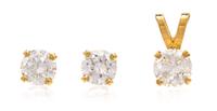 A Collection of 14 Karat Yellow Gold and Diamond Jewelry, 0.50 dwts.