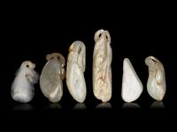 Six Chinese Jade Carvings of Aubergines