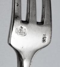 An Austrian Silver and Hardstone Dessert Service, Maker's marks obscured, Vienna , 1832, comprising 10 dessert knives, 11 dessert forks