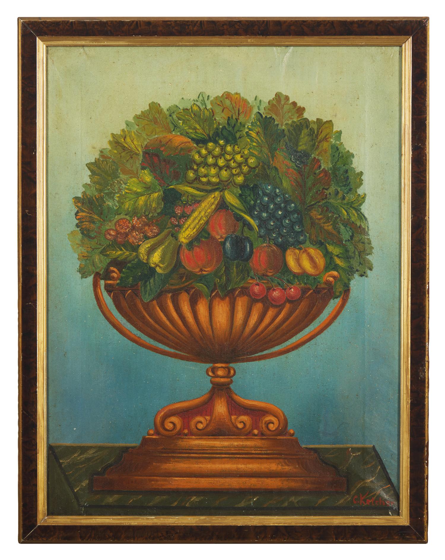American School 19th Century, A Still Life: Urn with Fruit