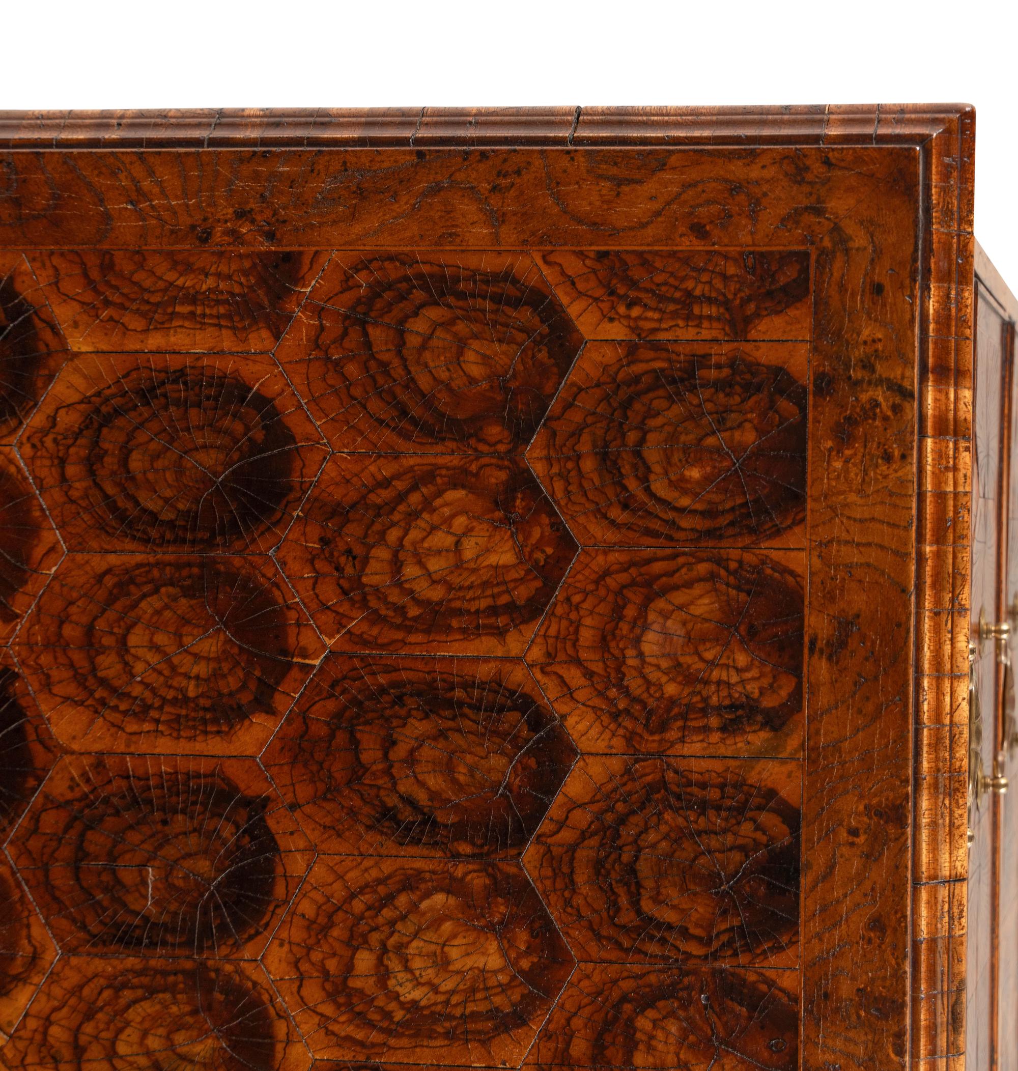 A William and Mary Style Oyster Walnut Chest of Drawers