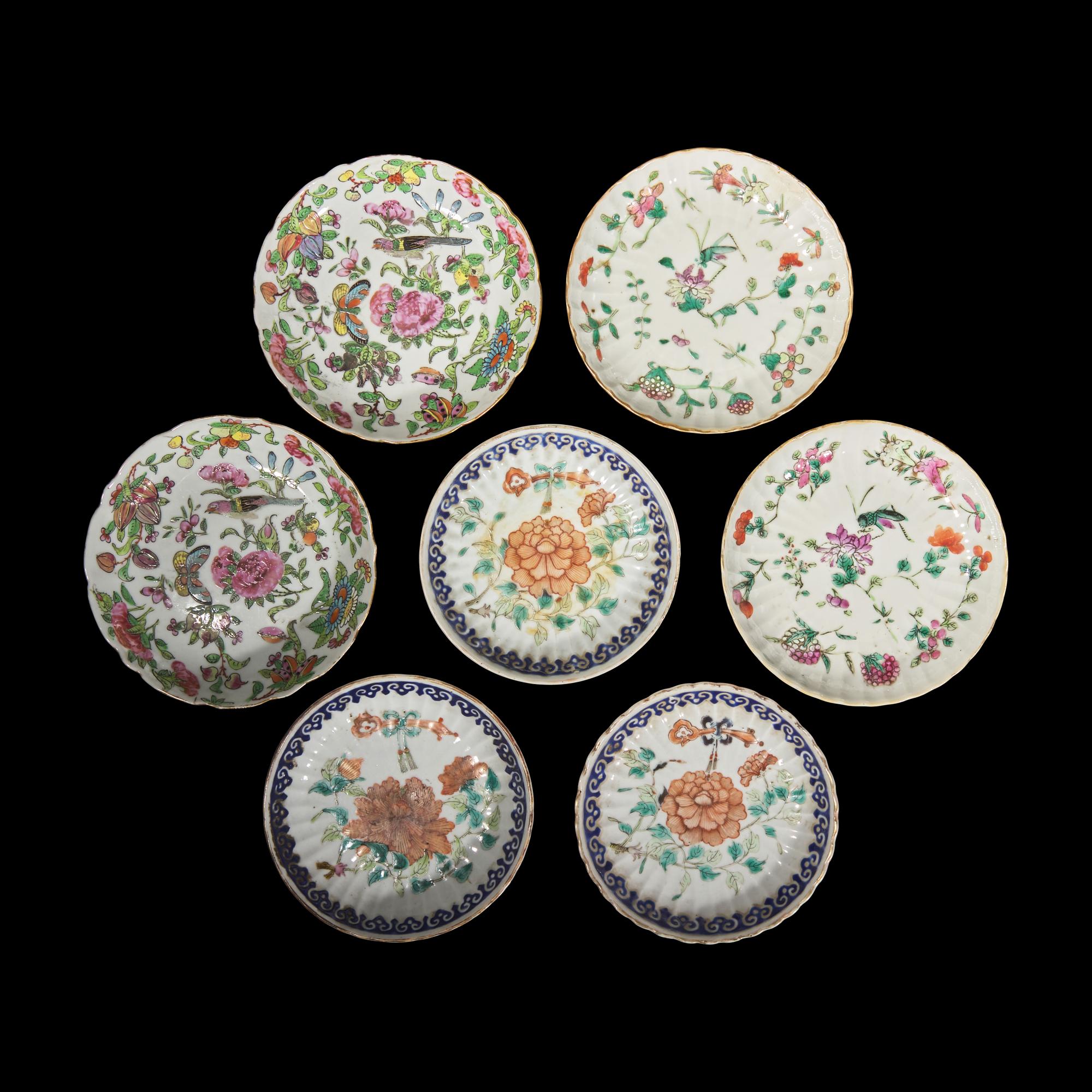 Nineteen Chinese Famille Rose Porcelain Dishes and Bowls, Late 19th-20th Century — 晚清-民國 粉彩瓷器一組十九件