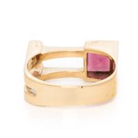 YELLOW GOLD, PINK TOURMALINE, AND DIAMOND RING