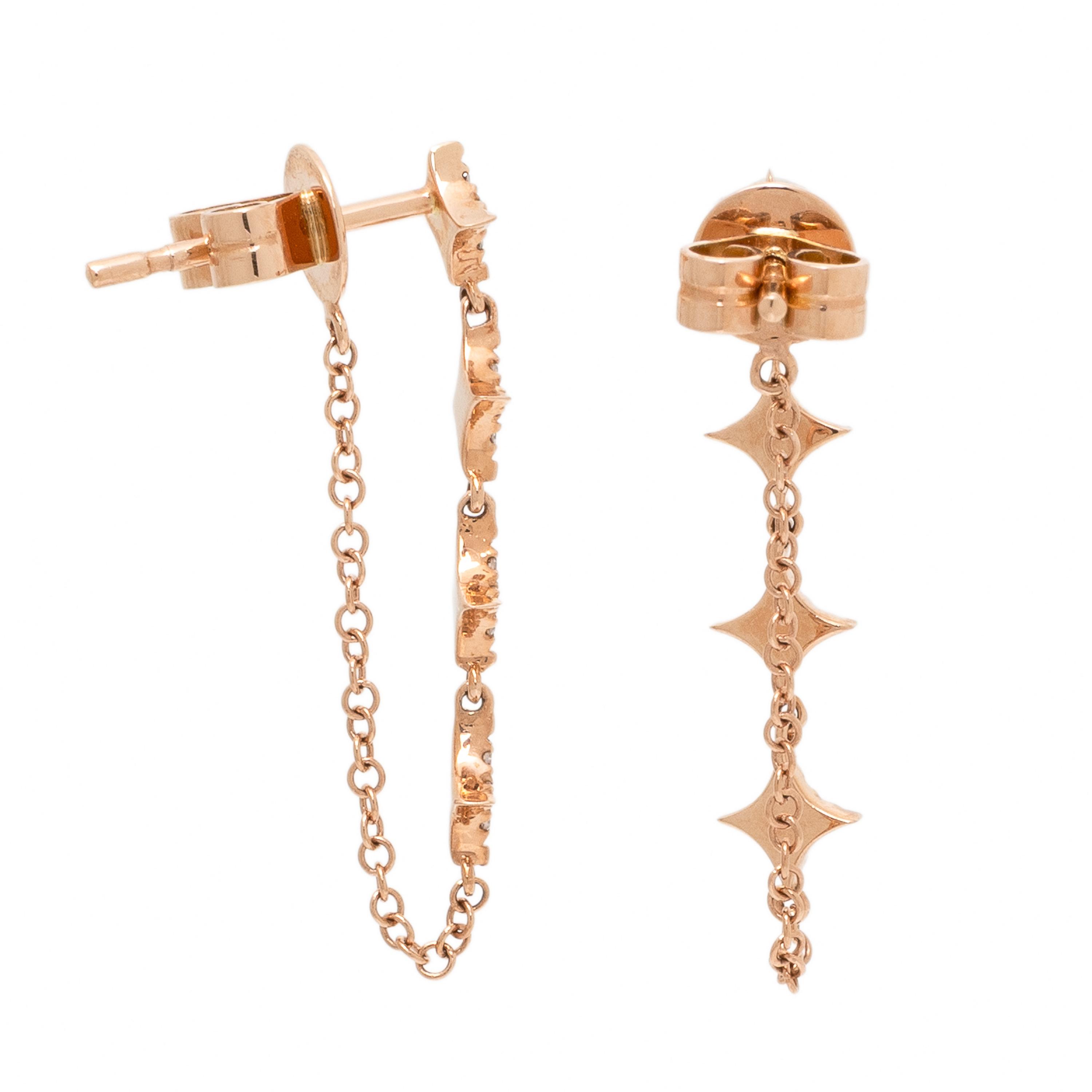 EF Collection, 'Fleur Chain Stud', Rose Gold and Diamond Earrings