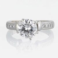 An 18K White Gold 2.00 carat Ladies Diamond Ring with Accent Diamonds 2.00 Brilliant-Round, GIA Certified