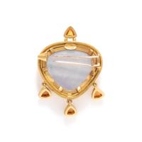 ELIZABETH LOCKE, YELLOW GOLD, CITRINE AND GLASS AND MOTHER-OF-PEARL CAMEO BROOCH