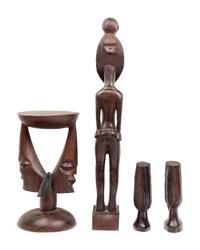 Four African Carved Wood Articles