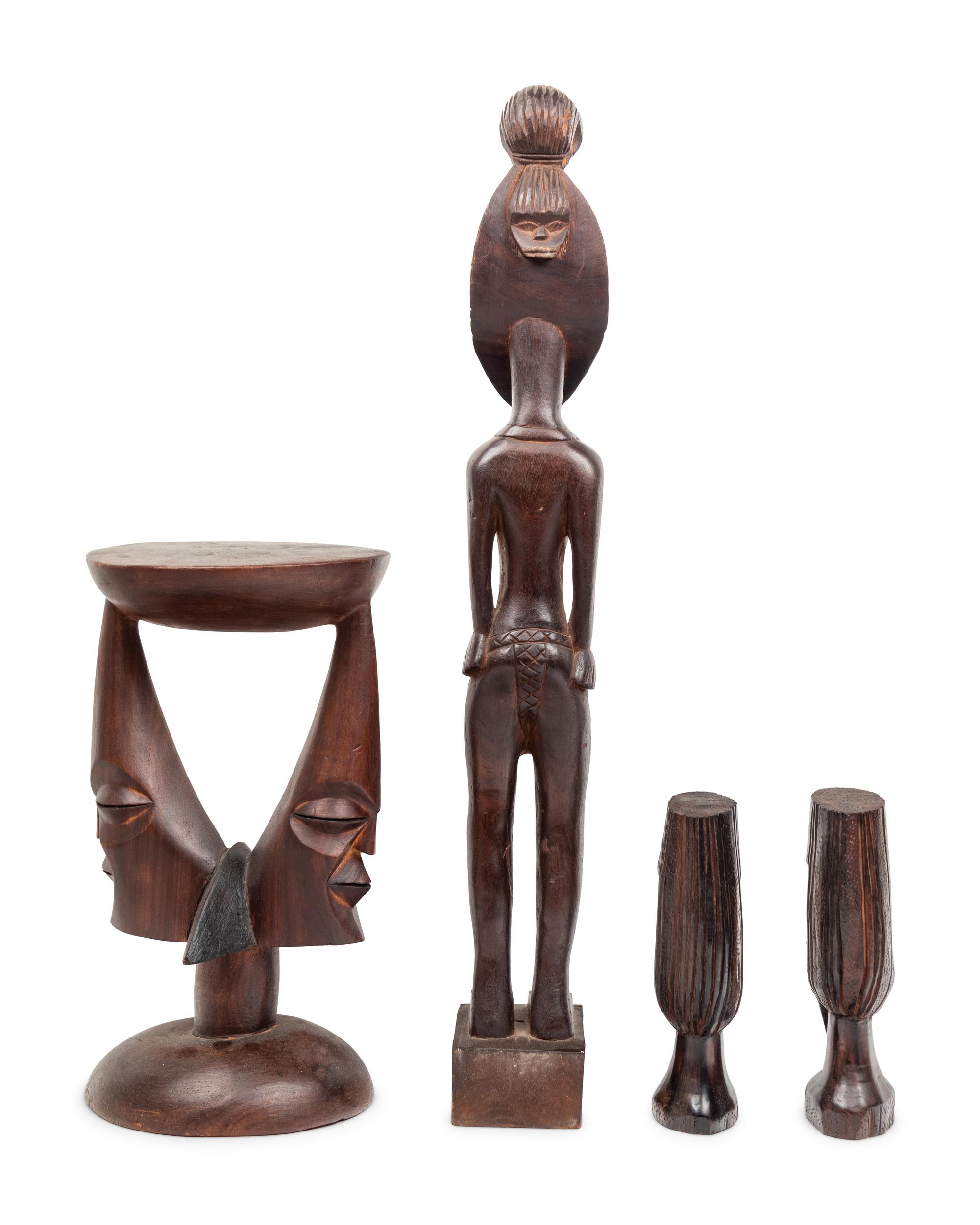 Four African Carved Wood Articles