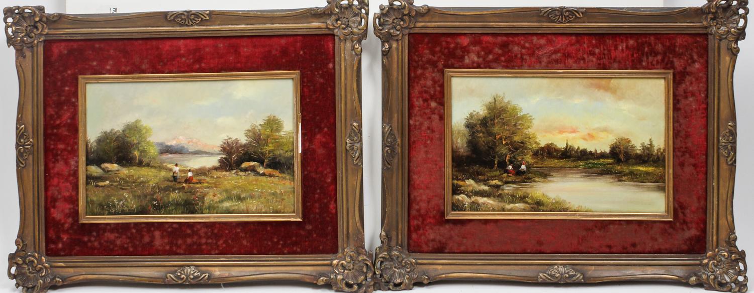 Artist Unknown, (20th century), Figures in a Landscape (two works)