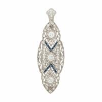ART DECO, DIAMOND AND SAPPHIRE BROOCH PENDANT