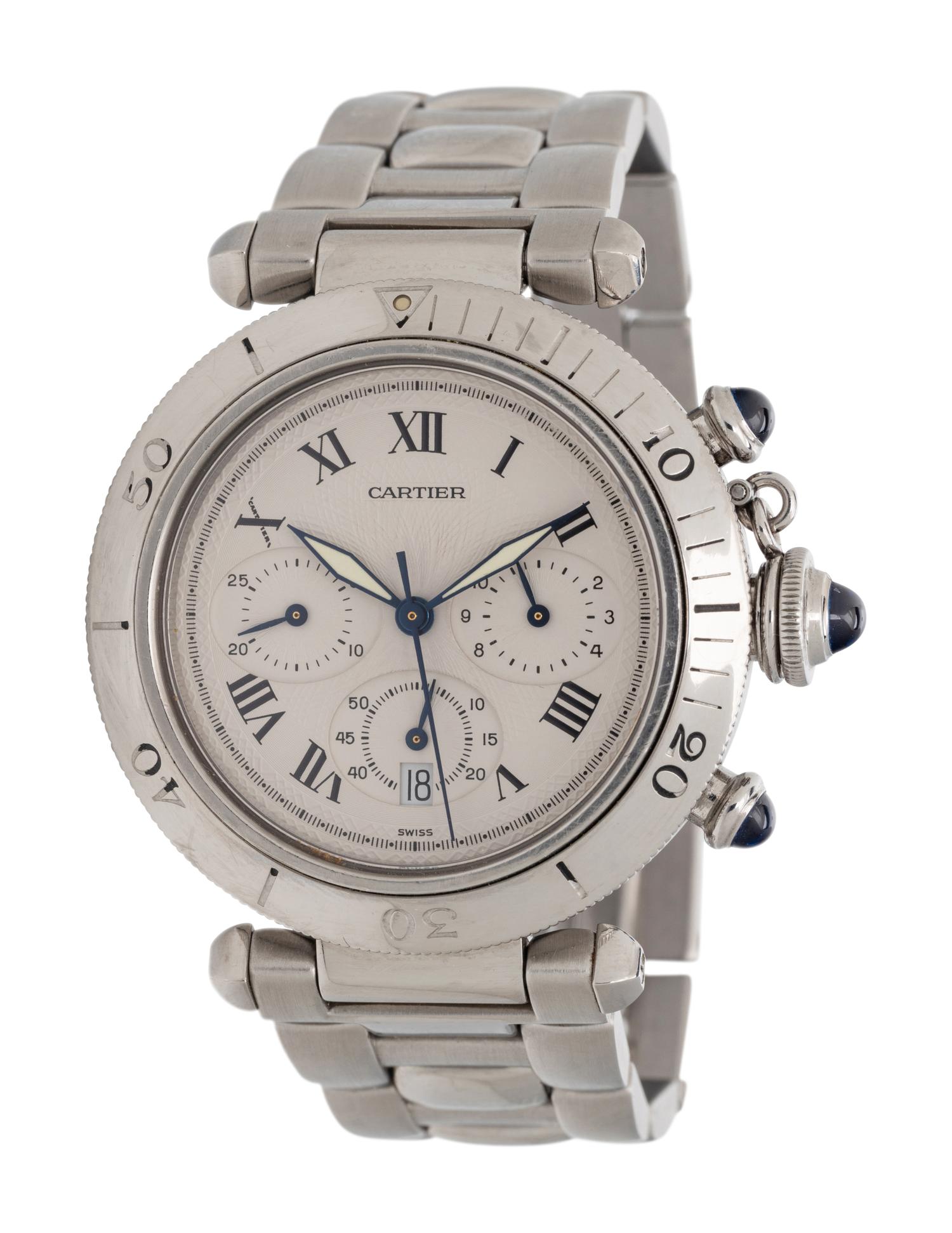 CARTIER, REF. 1050 STAINLESS STEEL 'PASHA' WATCH