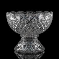 A Brilliant-Period Cut Glass Punch Bowl and Stand, Possibly by Dorflinger