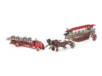 Two Cast Iron Fire Engine Toys