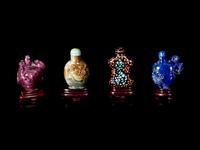 Nine Chinese Carved Hardstone Snuff Bottles