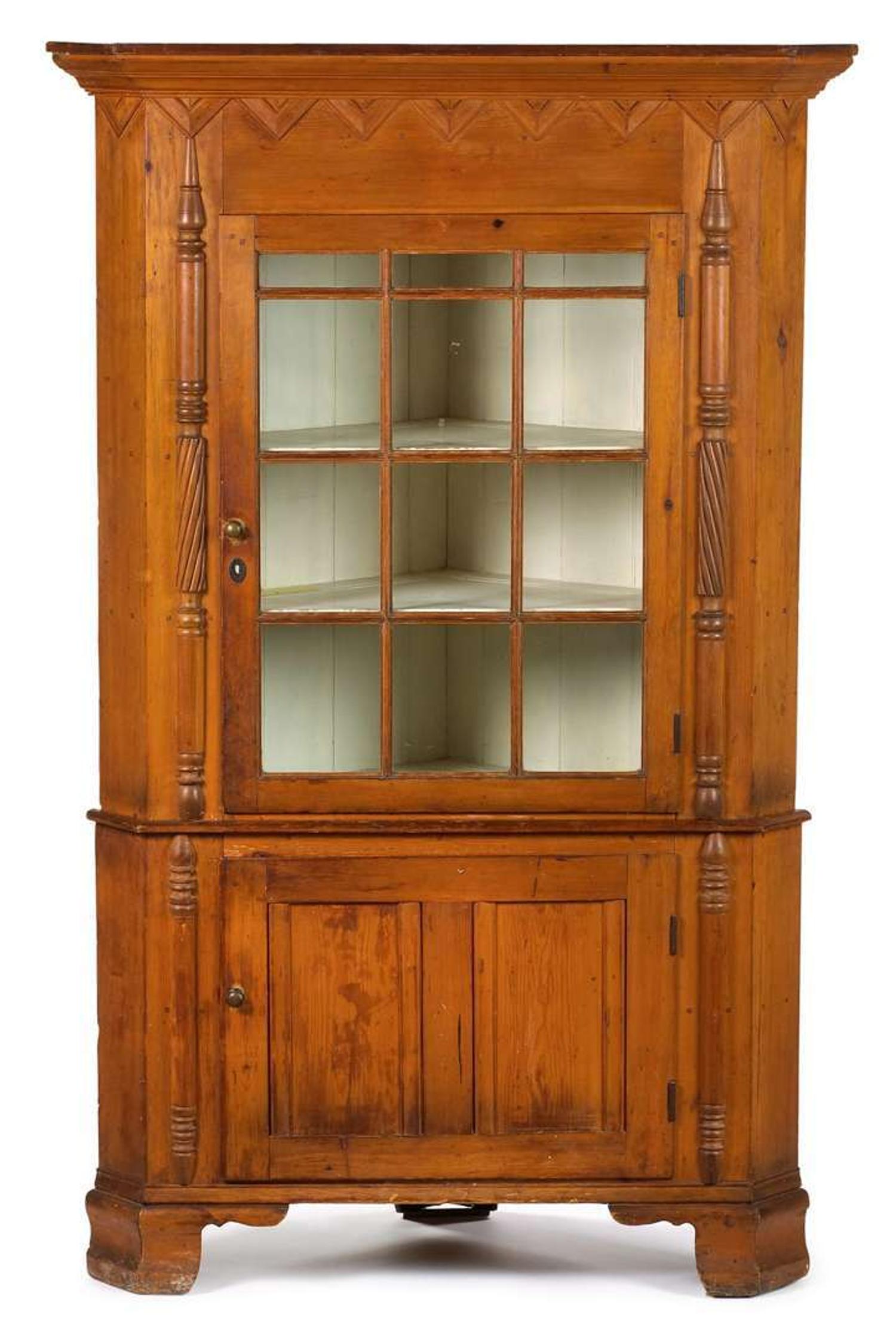 Late Federal maple corner cupboard early 19th century